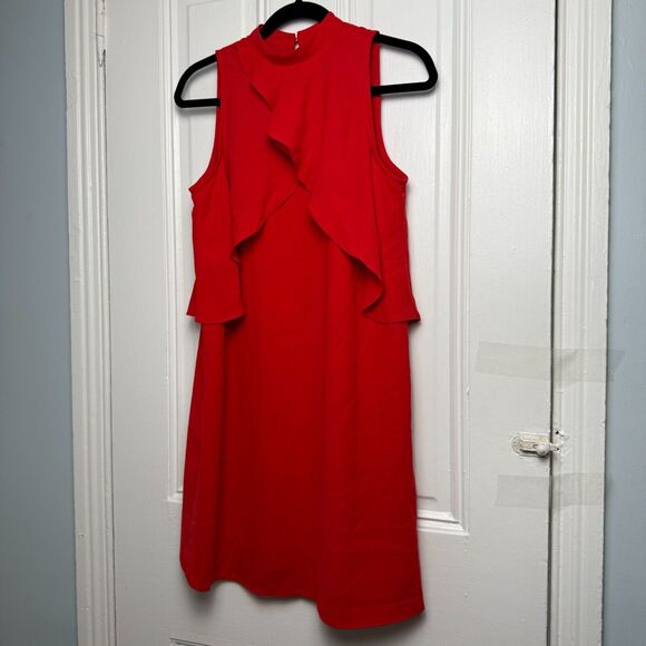 Apt 9 Sheath Dress Womens Small Red Shift Lined Sleeveless Ruffle Valentines - Picture 1 of 7